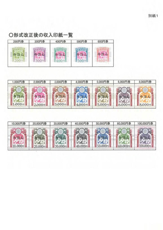収入印紙の見本