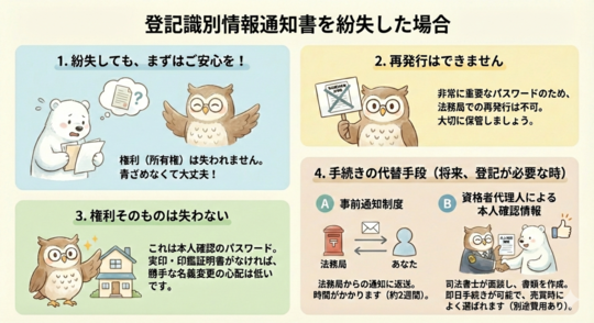 登記識別情報通知書を紛失した場合の図解画像